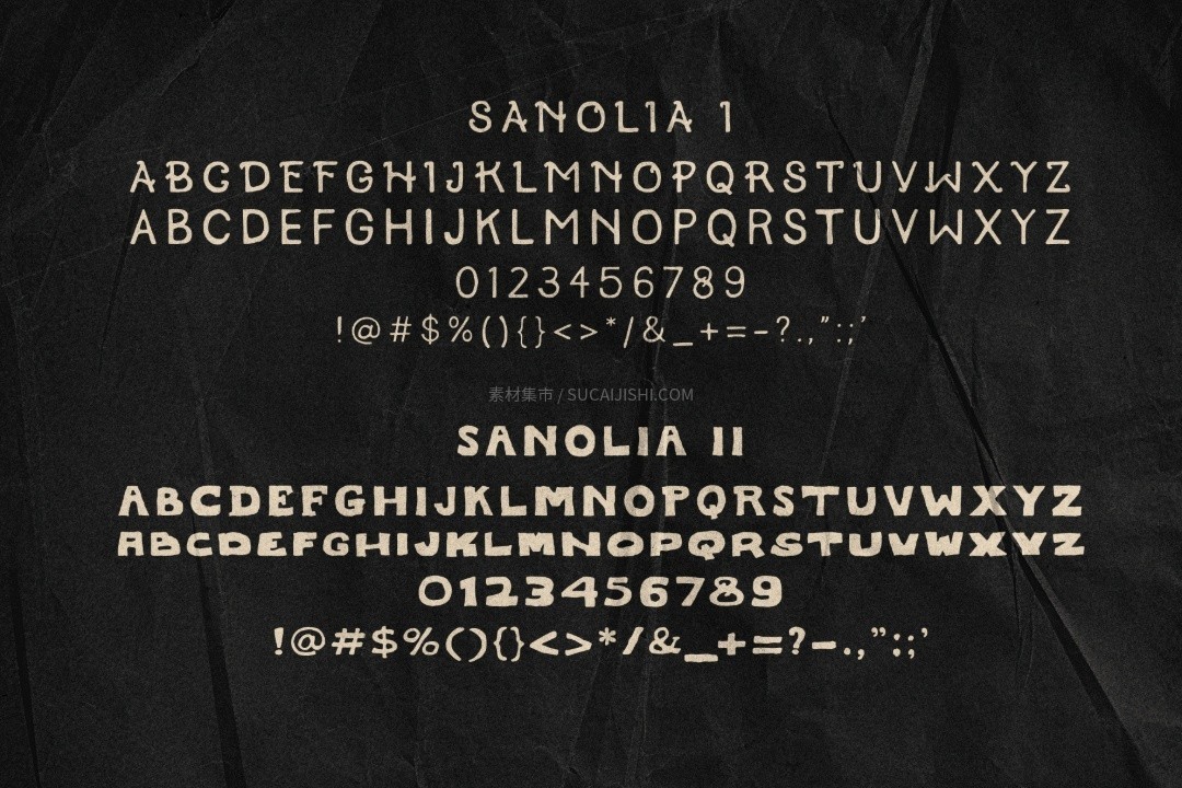 SANOLIA复古野趣风英文手绘字体+矢量装饰图形